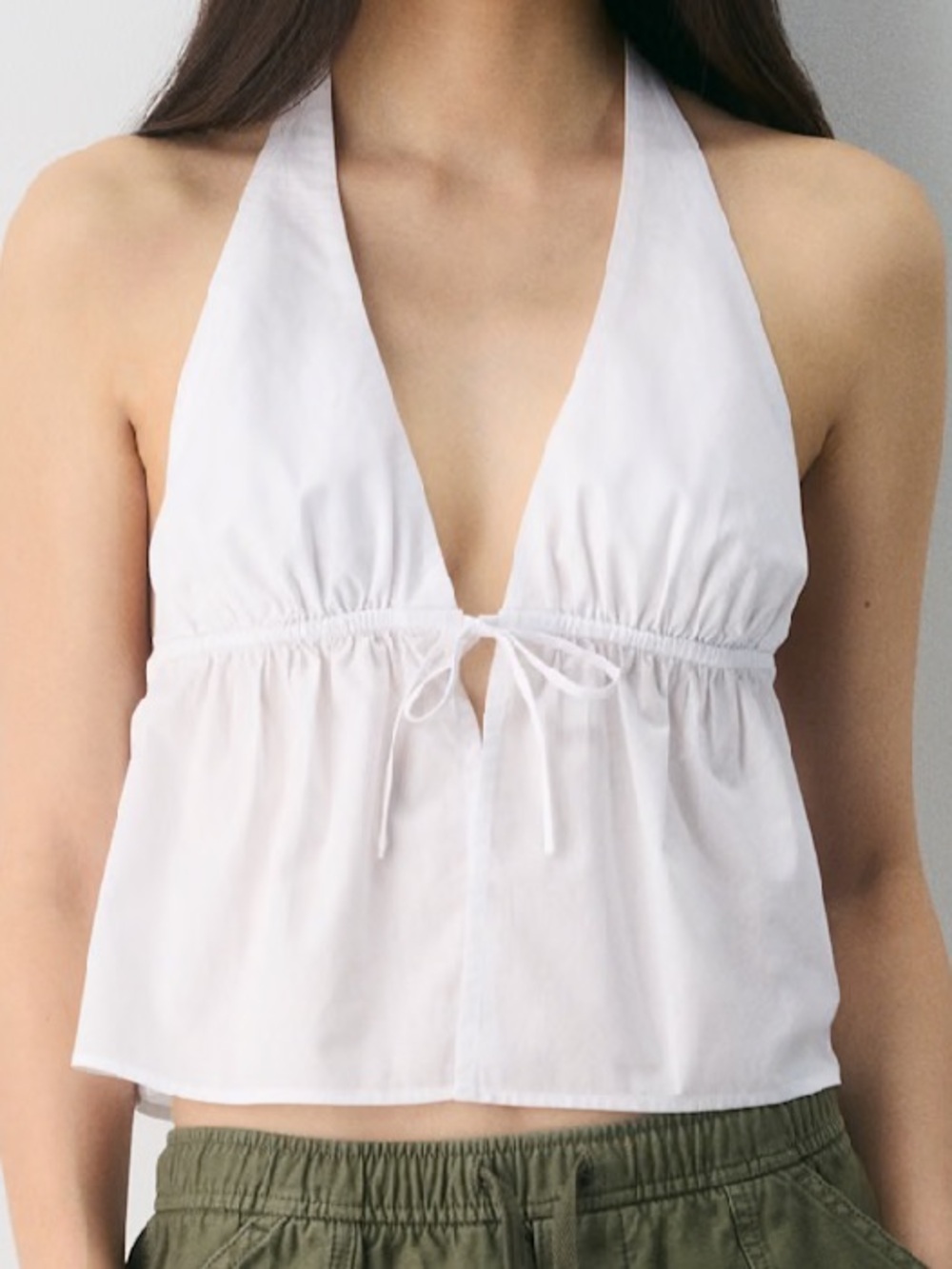 Sunday Best Aritzia White Brioche Poplin Halter Top Tie-Front